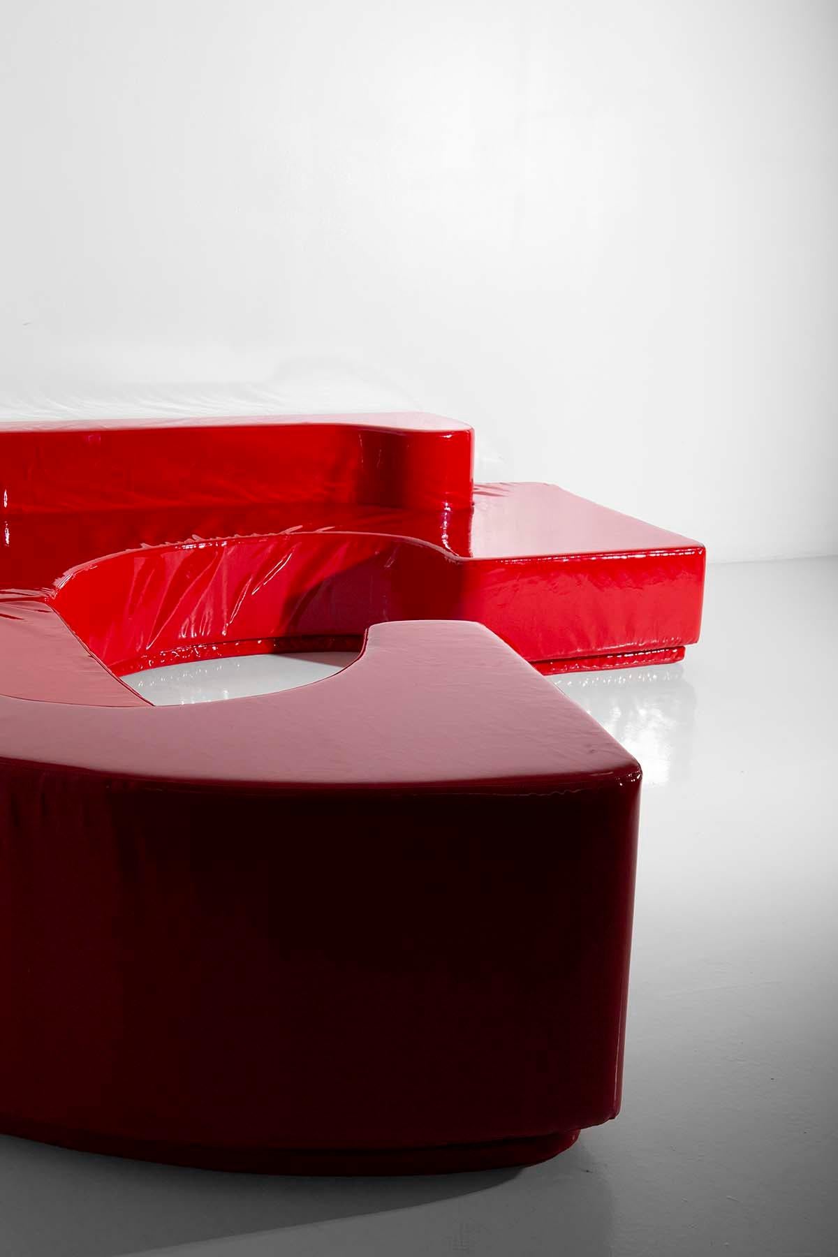 Space Age Italian Red Sofa 