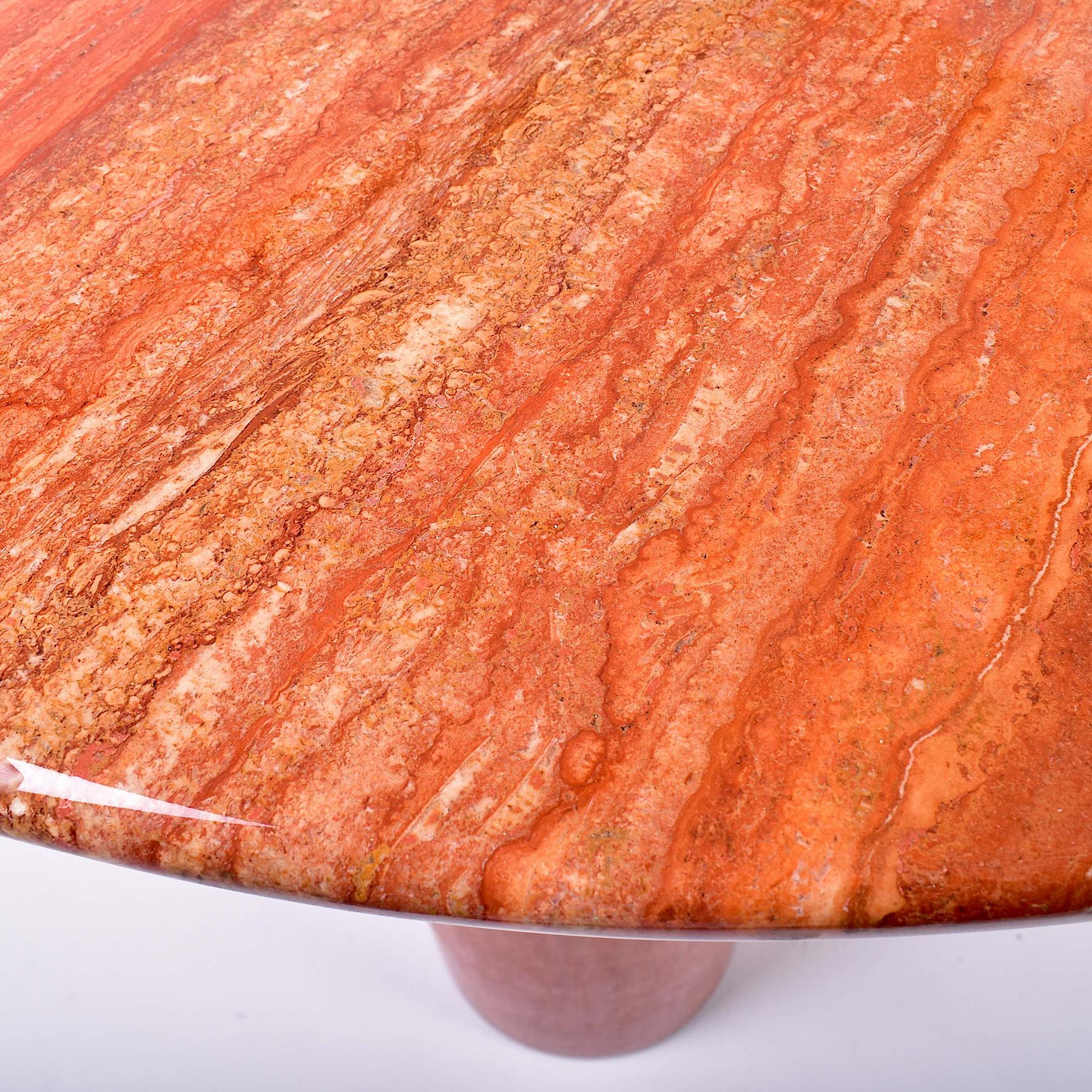 Mid-Century Modern Italian Red Travertine Dining Table 