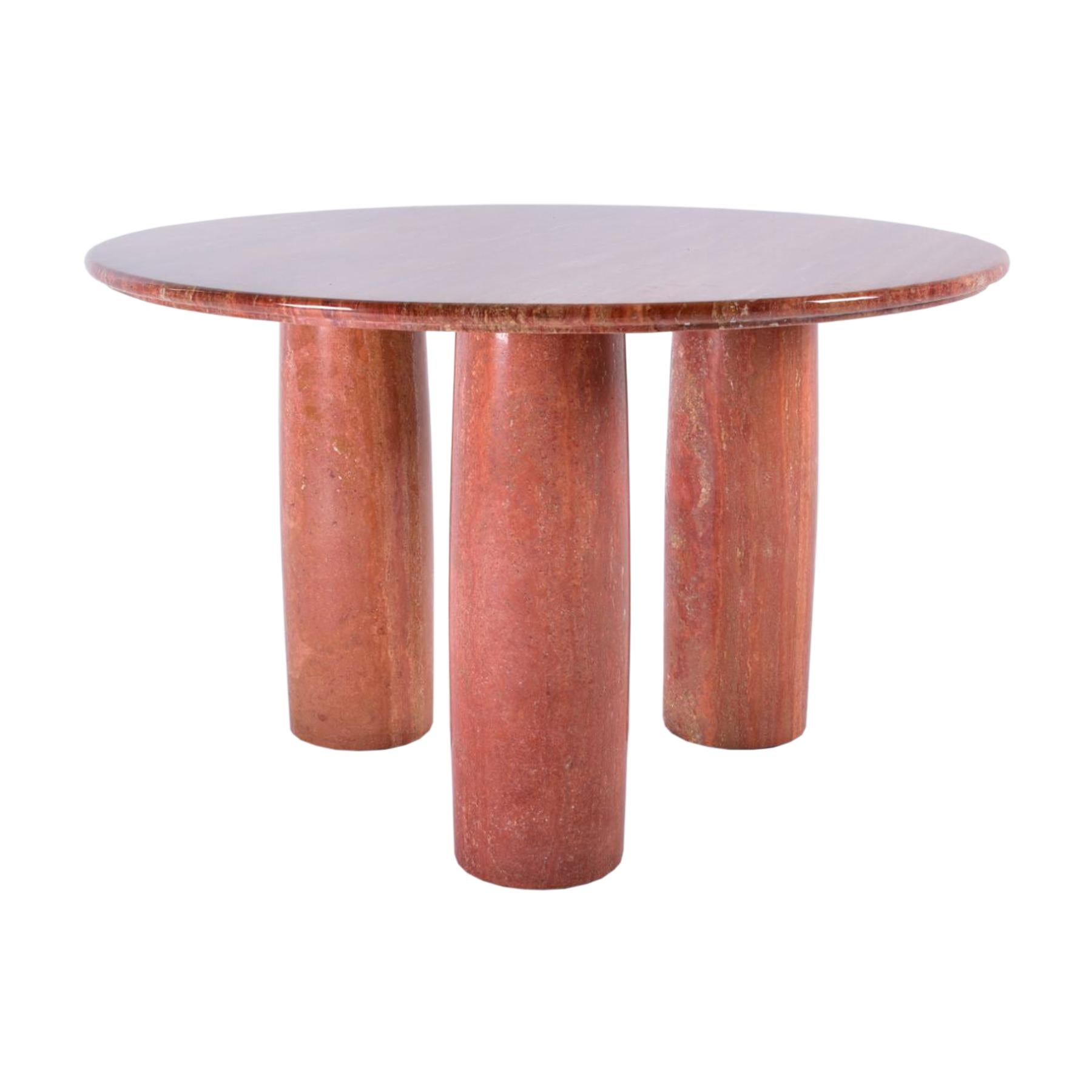 Italian Red Travertine Dining Table "Il Colonnato" by Mario Bellini for Cassina