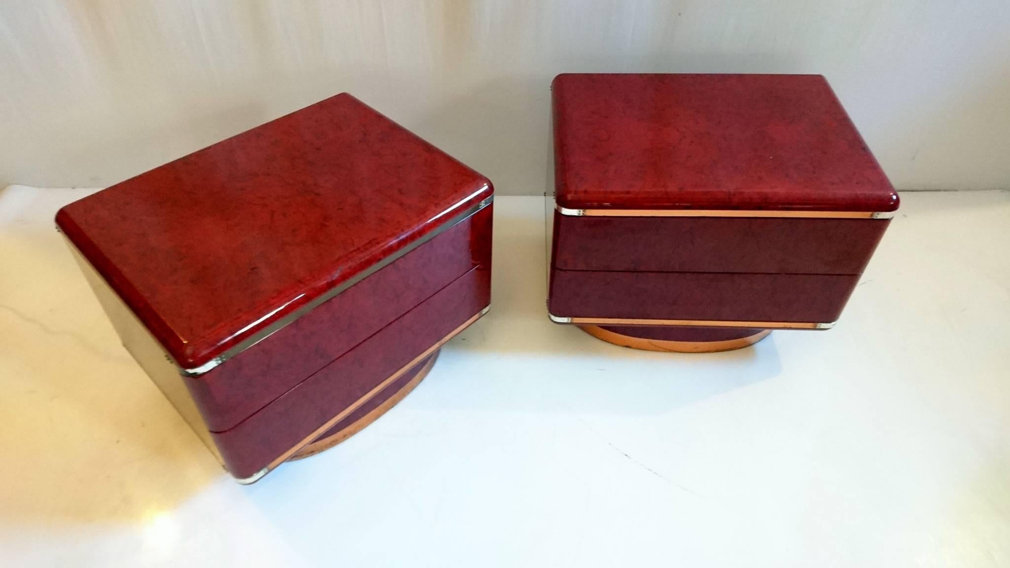 Modern Italian Red Vintage Nightstands, 1970s