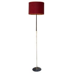 Italian Red, White and Brass Details Floor Lamp by Stilnovo, 1950s