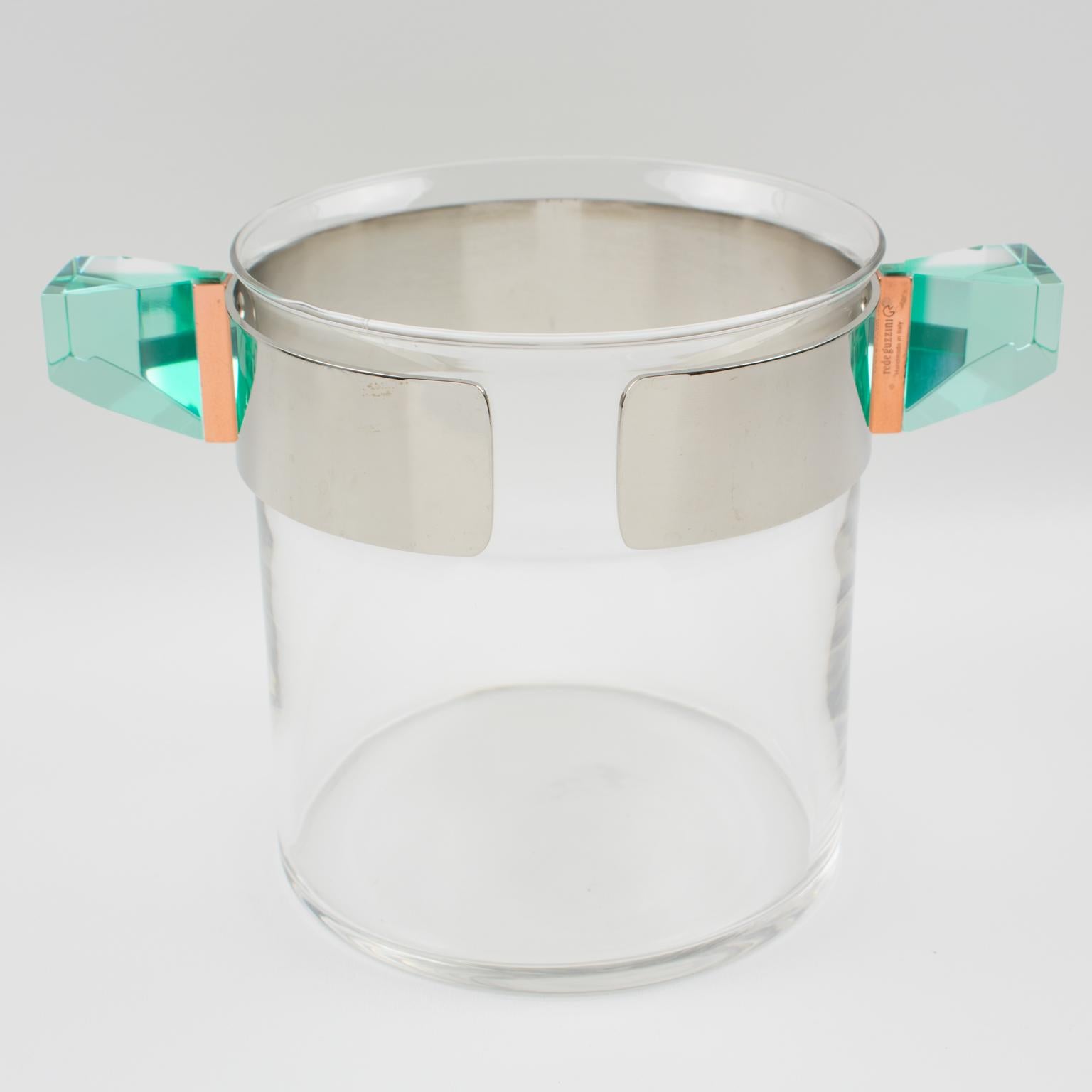 Rede Guzzini Silver Plate Lucite Martini Pitcher Ice Bucket Set 5