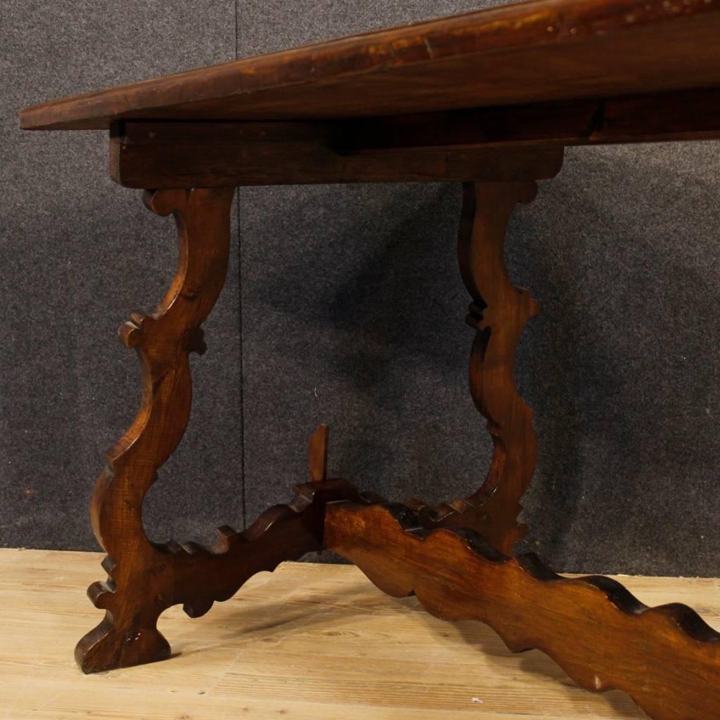 Italian Refectory Table in Solid Carved Wood from 20th Century 1