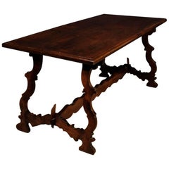 Italian Refectory Table in Solid Carved Wood from 20th Century