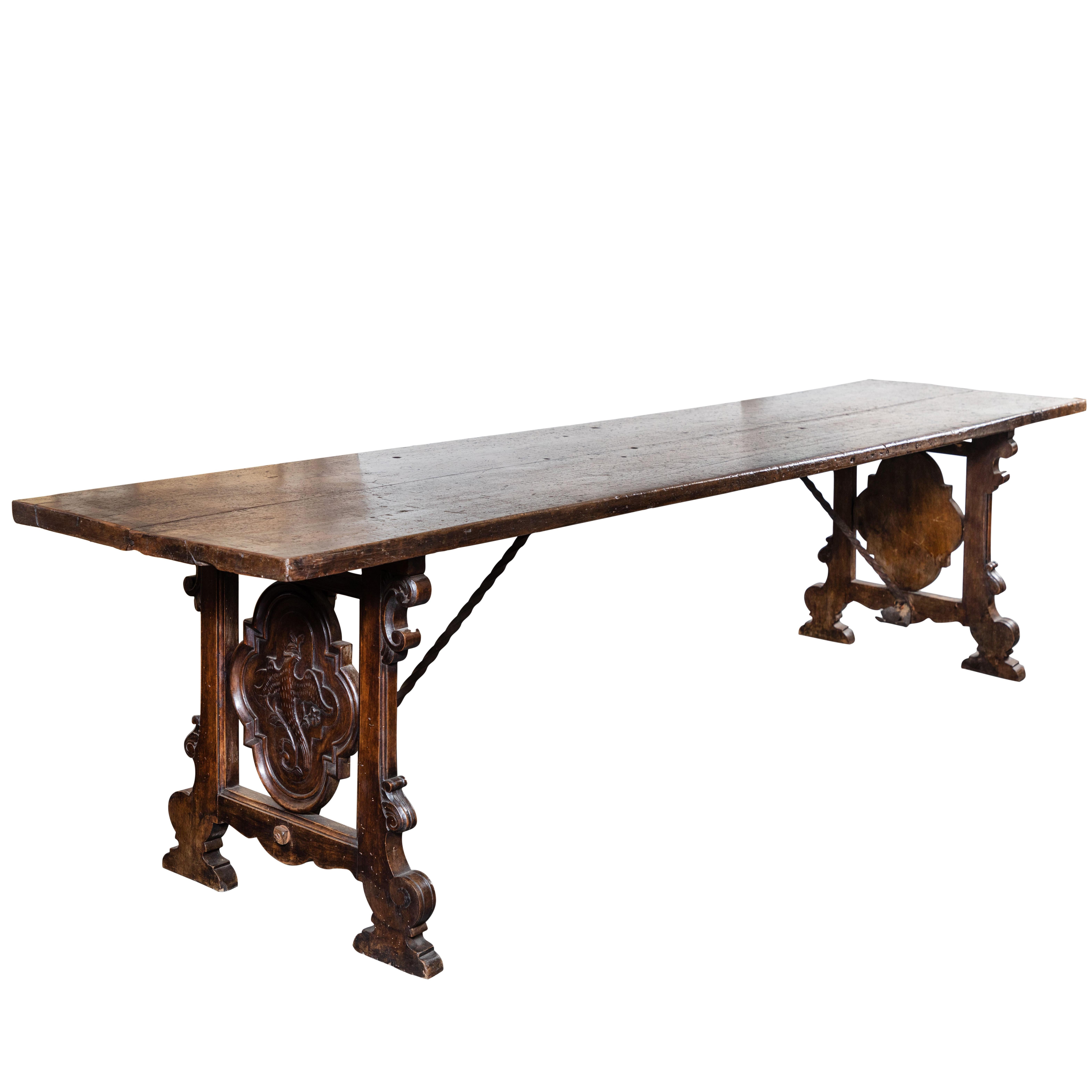 Italian Refractory Table with Unique Carvings, circa 1900