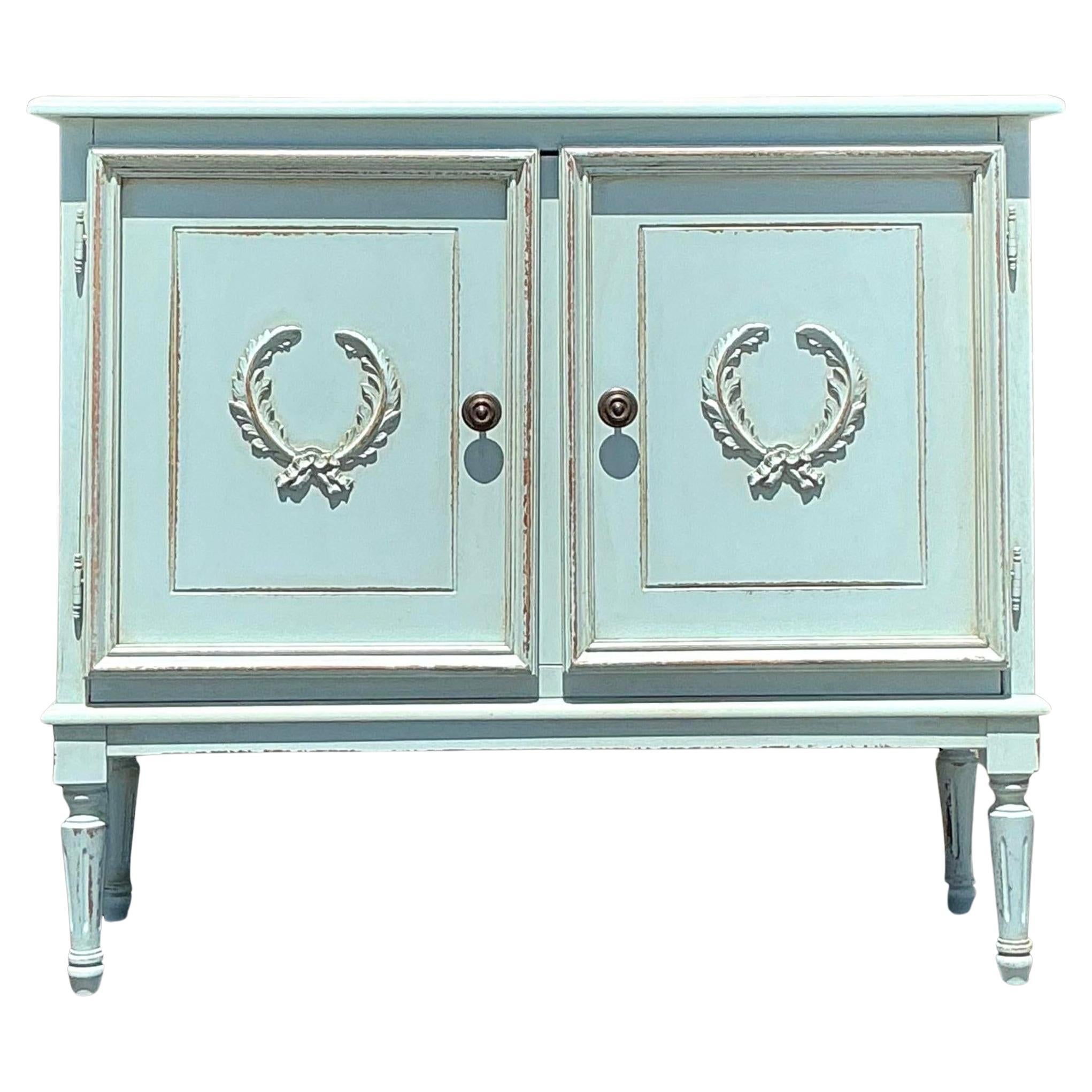 Italian Regency Blue Wreath Sideboard