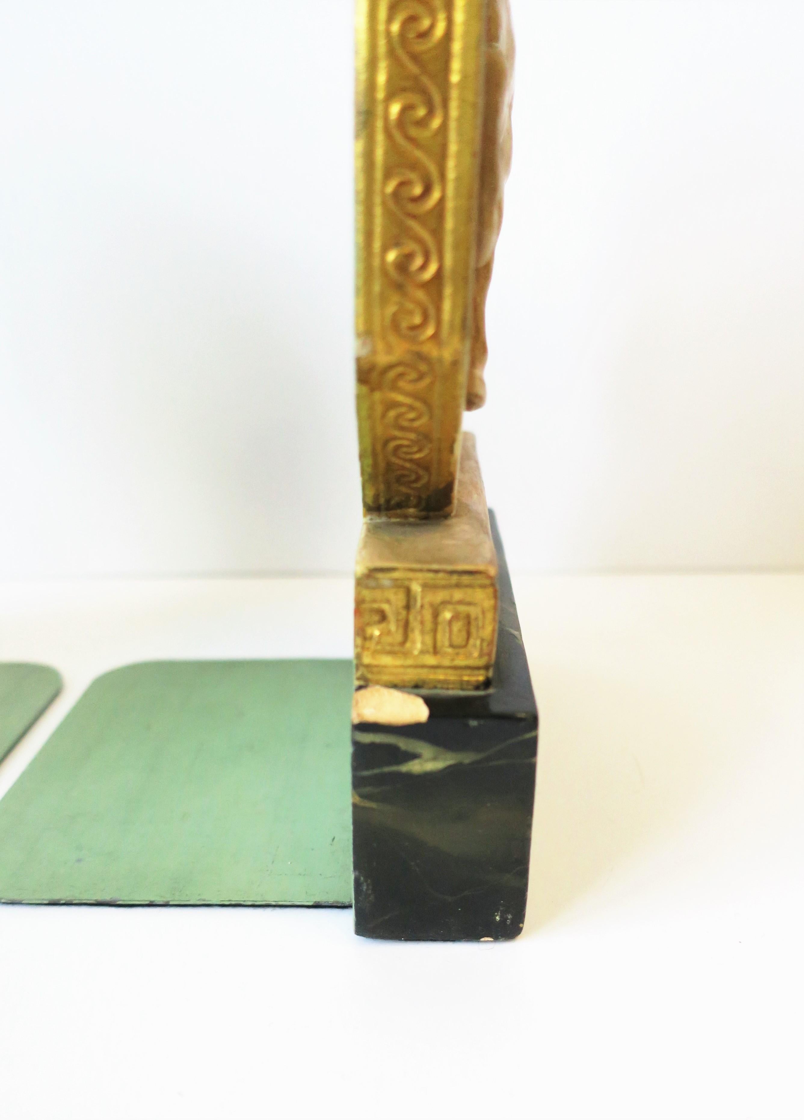 Italian Regency Bookends with Horse and Gold Greek-Key Design, Pair 4