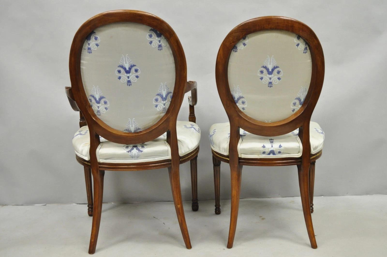 Italienische Regency Französisch Louis XVI Stil Kirsche Holz Oval Esszimmerstühle - Set von 6 im Angebot 4