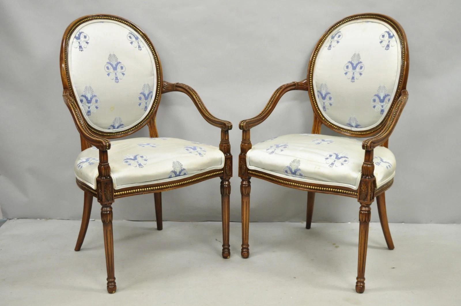 Italienische Regency Französisch Louis XVI Stil Kirsche Holz Oval Esszimmerstühle - Set von 6 im Angebot 5