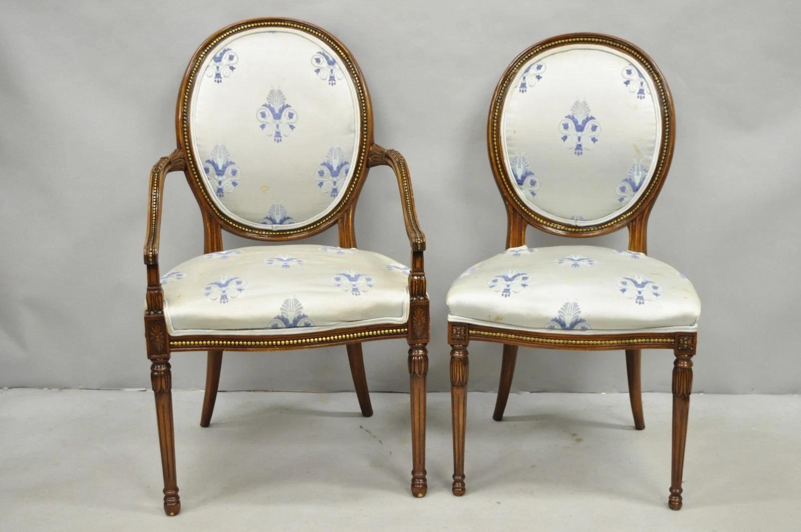 Italienische Regency Französisch Louis XVI Stil Kirsche Holz Oval Esszimmerstühle - Set von 6 im Angebot 6