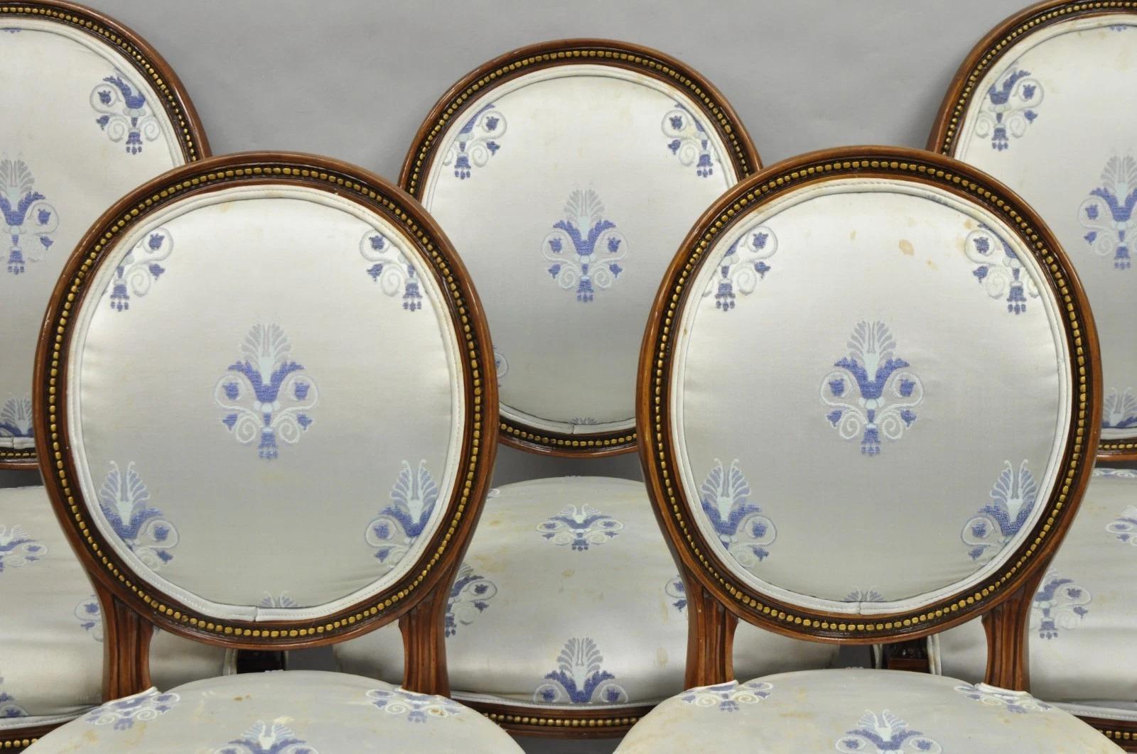 Italienische Regency Französisch Louis XVI Stil Kirsche Holz Oval Esszimmerstühle - Set von 6 (Louis XVI.) im Angebot