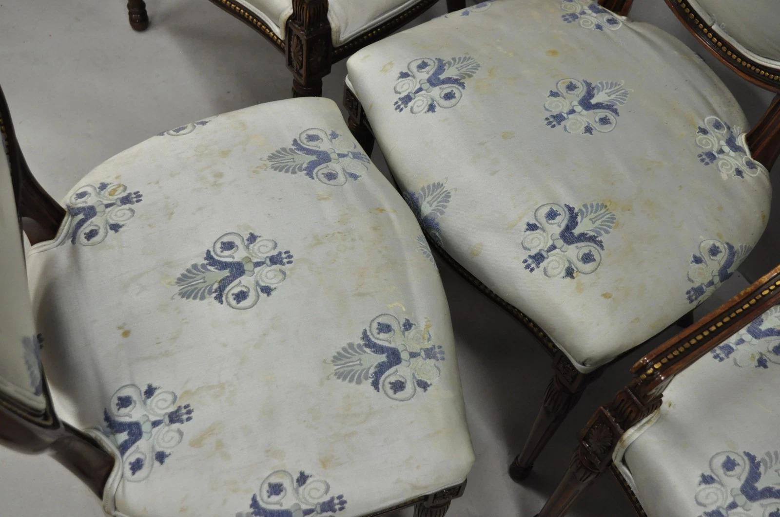 Italienische Regency Französisch Louis XVI Stil Kirsche Holz Oval Esszimmerstühle - Set von 6 (20. Jahrhundert) im Angebot