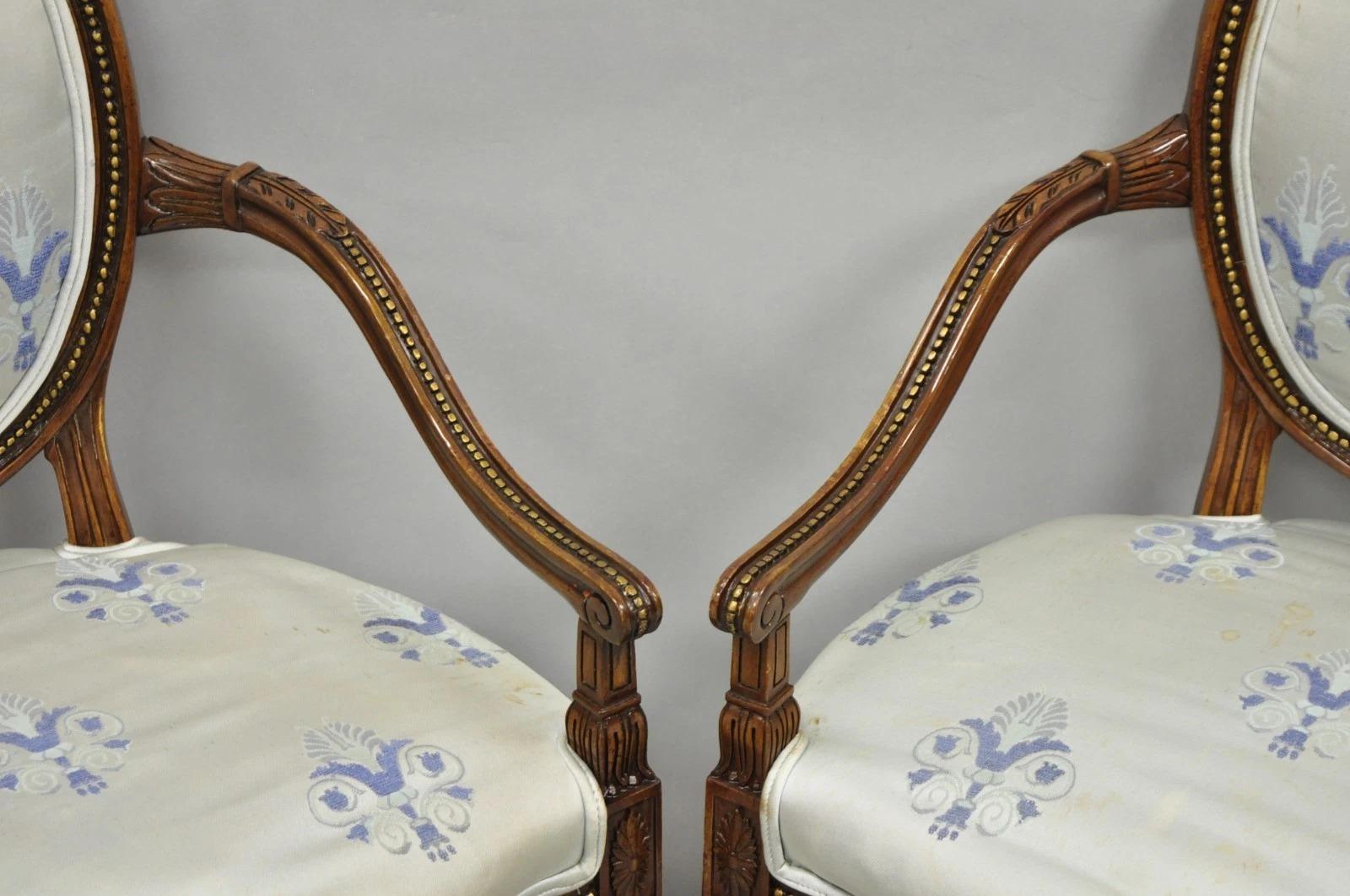 Italienische Regency Französisch Louis XVI Stil Kirsche Holz Oval Esszimmerstühle - Set von 6 im Angebot 2