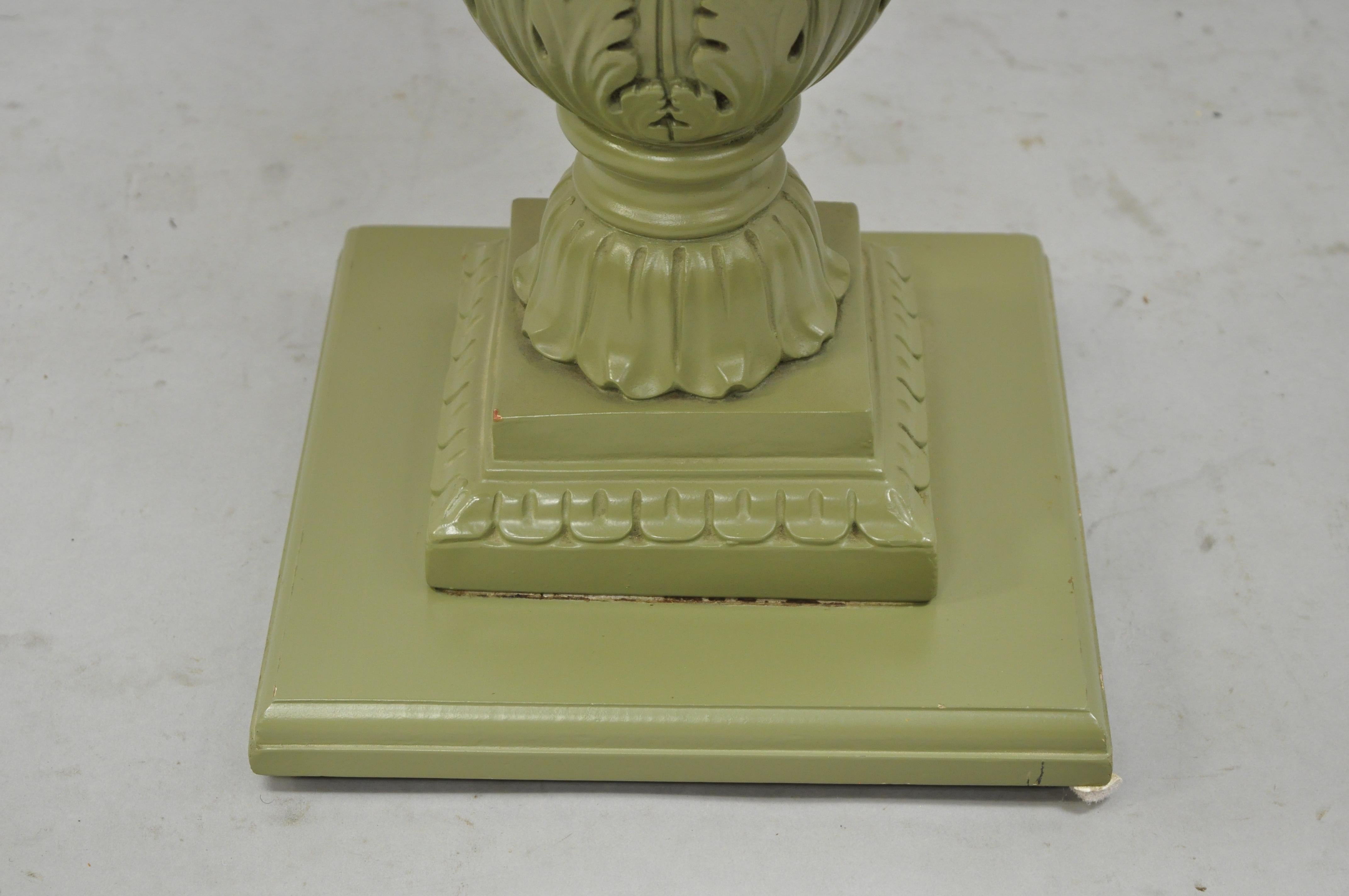 Italian Regency Green Pineapple Pedestal Base Round Marble Top Accent Side Table 2