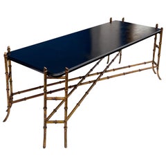 Italian Regency Maison Bagues Style Gilt Metal Faux Bamboo Coffee Table