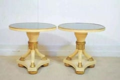 Italian Regency Maison Jansen Style Round Rams Hoof Foot Low Side Tables - Pair