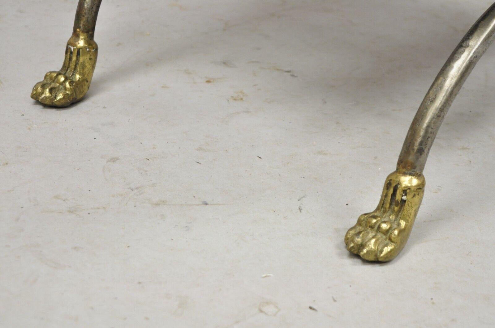Italian Regency Neoclassical Bronze Lion Head Paw Feet Steel Curule Bench For Sale 2