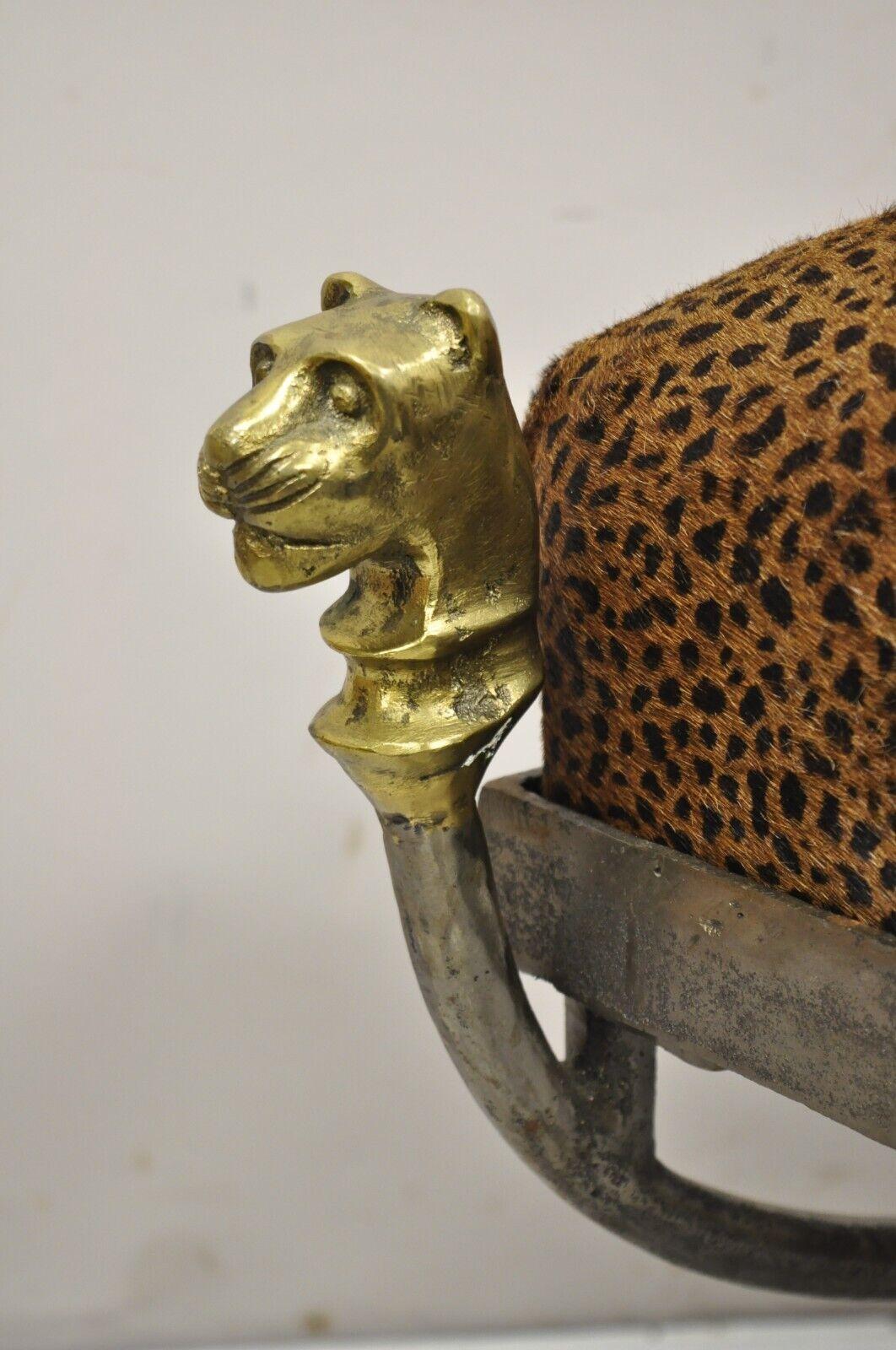 Italienische Regency Neoklassische Bronze Löwenkopf Tatzenfüße Stahl Curule Bank im Angebot 5