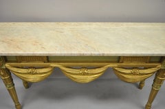 Italian Regency Neoclassical Green and Gold Marble Top Louis XVI Console Table