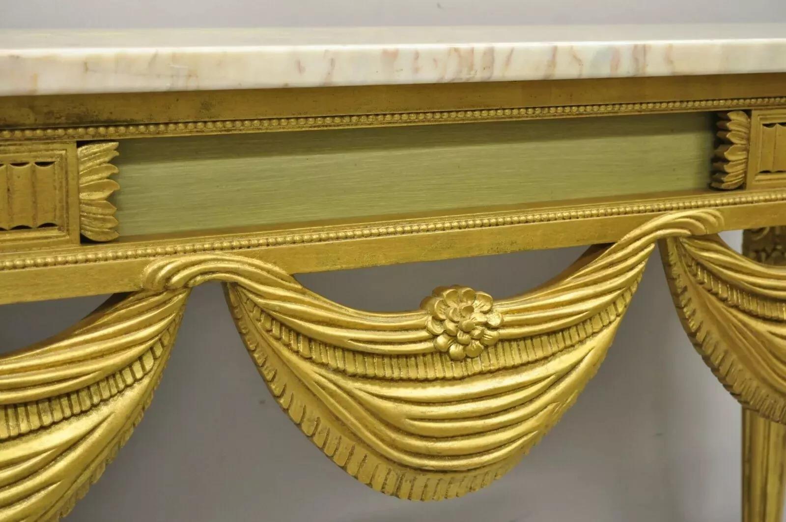 Consola francesa Luis XVI de mármol verde dorado neoclásico de la Regencia italiana en Bueno estado para la venta en Philadelphia, PA