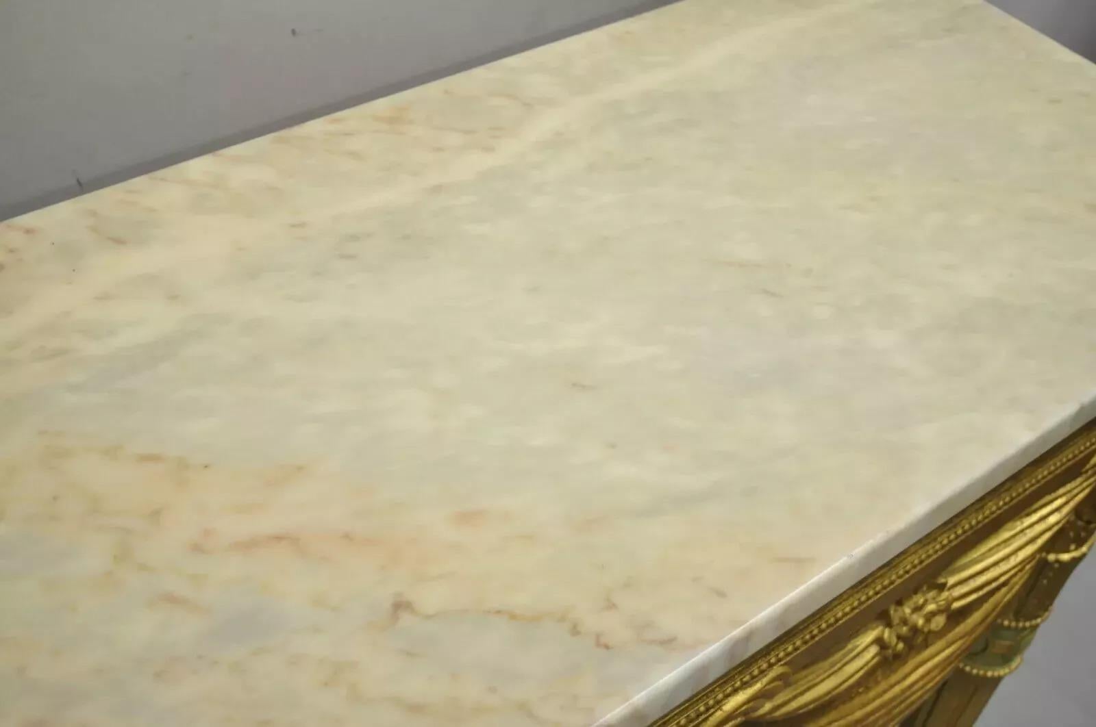 Consola francesa Luis XVI de mármol verde dorado neoclásico de la Regencia italiana en venta 2