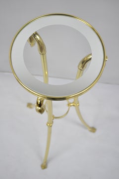 Italian Regency Neoclassical Style Brass Pedestal Plant Stand Table w Swan Heads