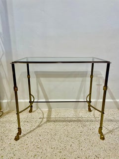 Italian Regency Rams feet Brushed Steel & Brass Console Table