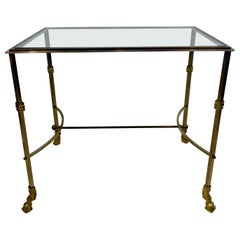 Tavolo consolle Regency italiano con piedi a forma di ramo in acciaio spazzolato e ottone