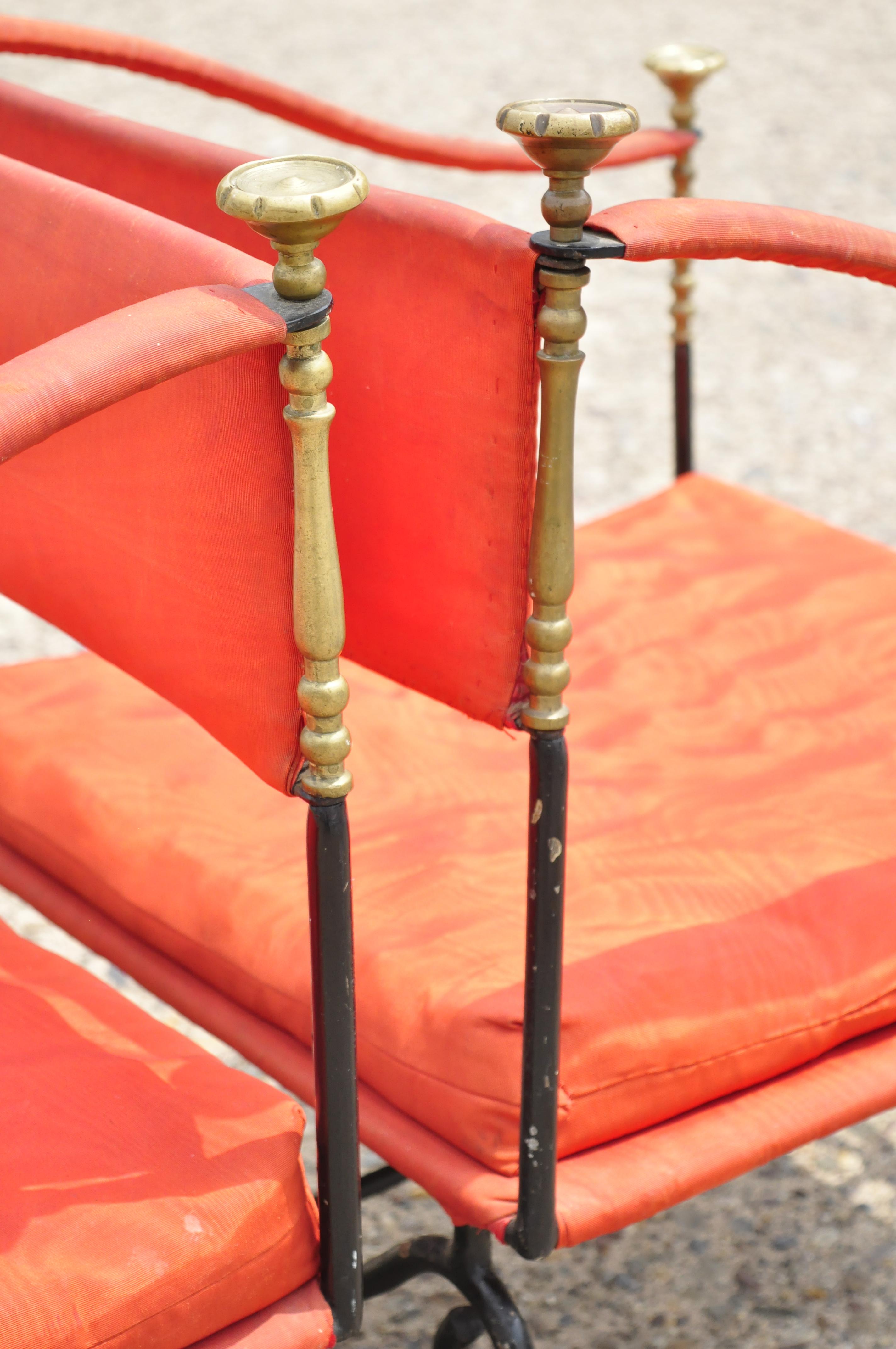 Italian Regency Savonarola Curule Wrought Iron Throne Lounge Chairs, a Pair For Sale 5