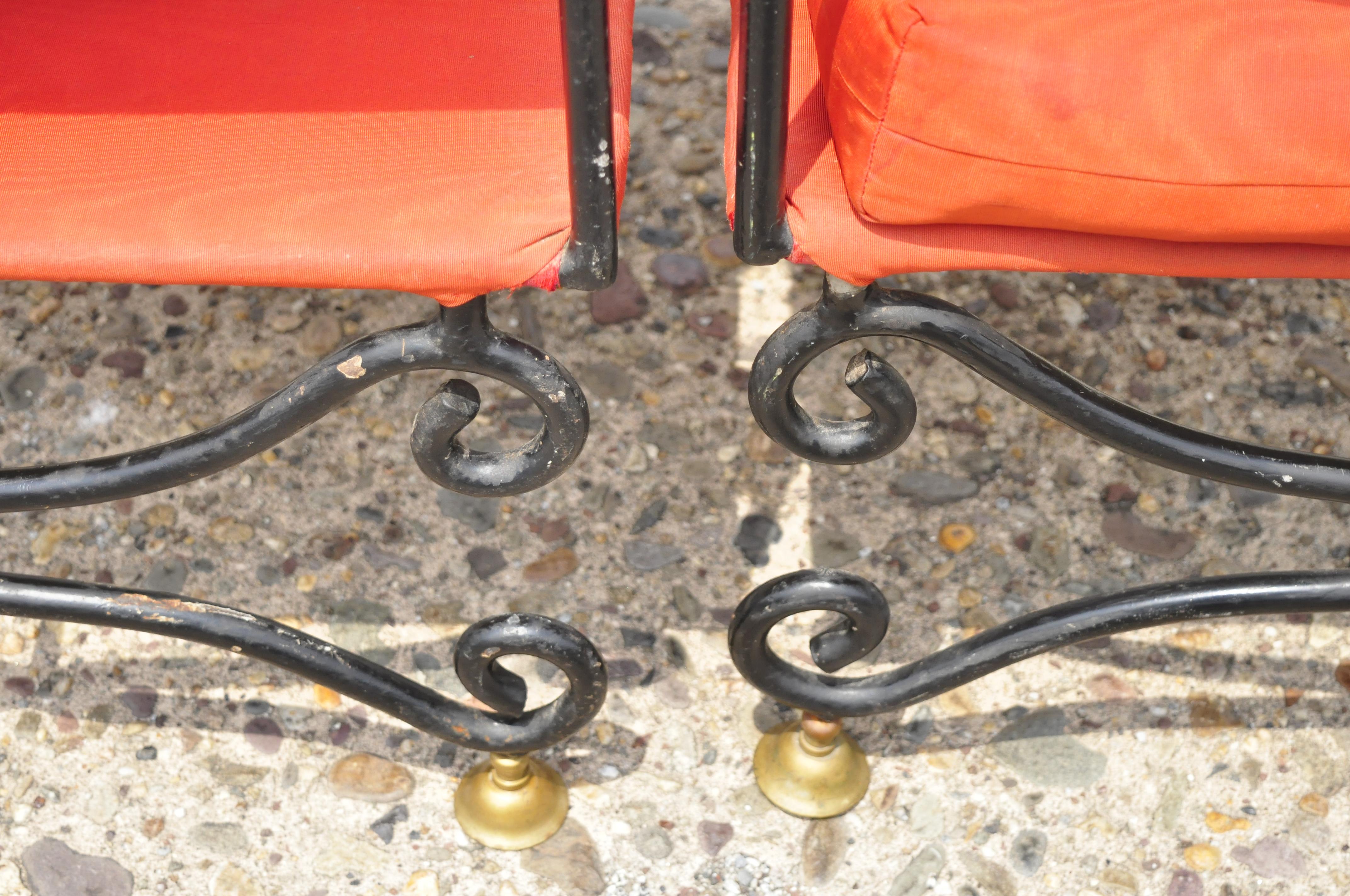 Italian Regency Savonarola Curule Wrought Iron Throne Lounge Chairs, a Pair For Sale 3