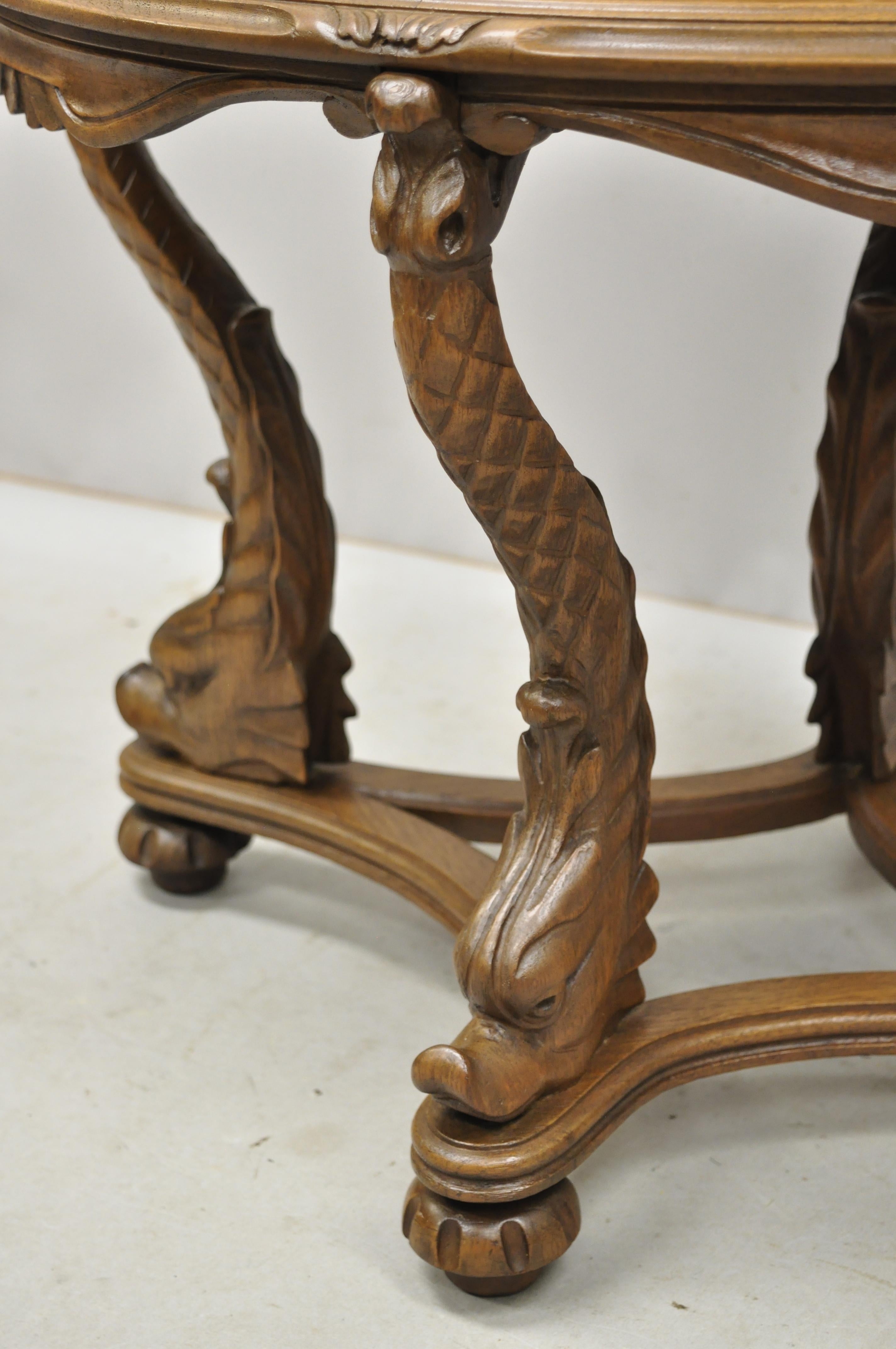 Italian Regency Serpent Carved Pedestal Marble-Top Small Coffee Side Table 1