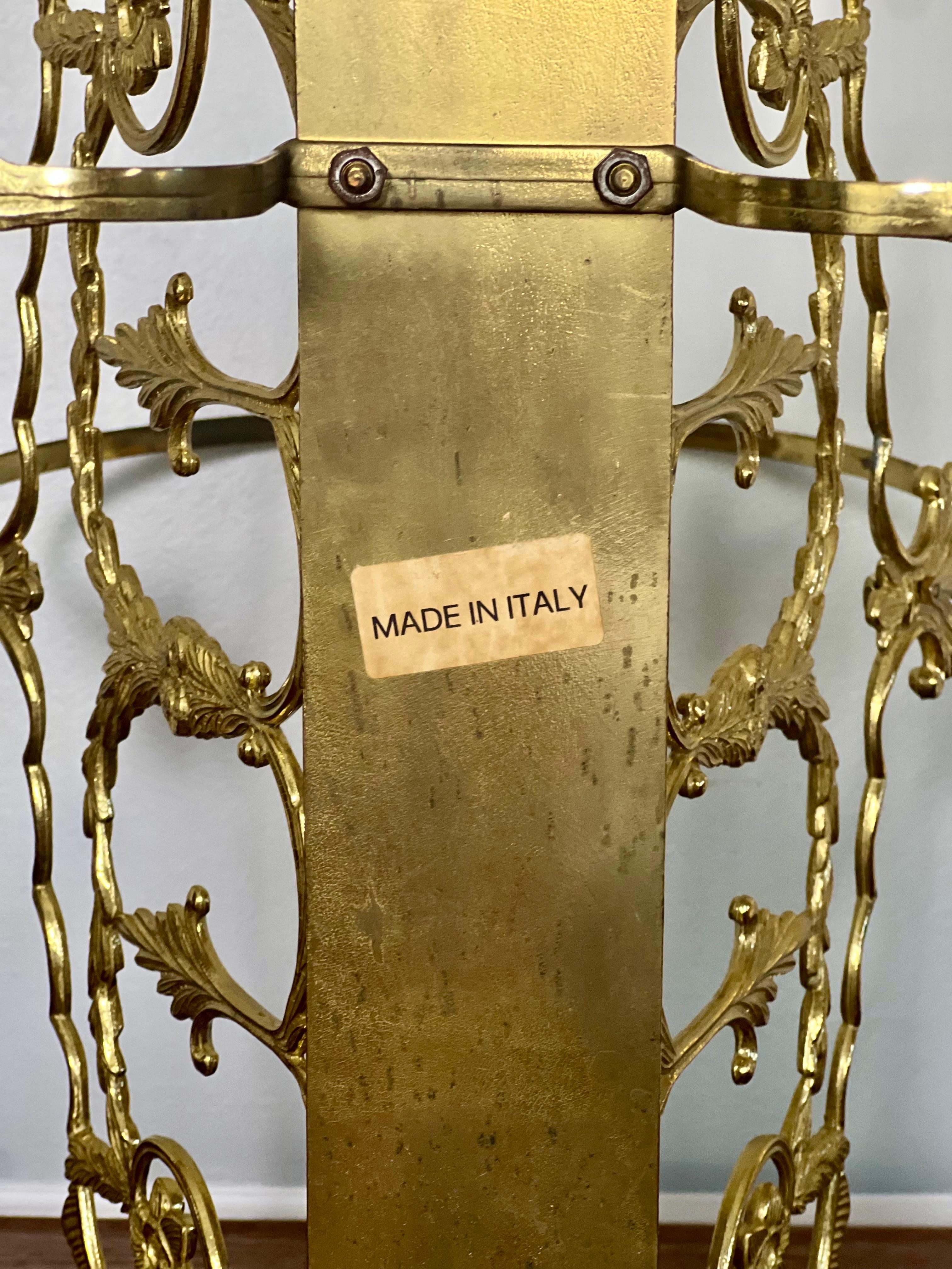 Italian Regency Solid Brass Magazine, Log or Book Basket Holder, 1950s For Sale 8