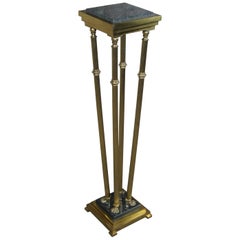 Italian Regency Style Brass and Granite Pedestal Plant Stand with Paw Feet