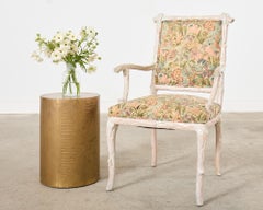 Sillón Italiano Estilo Regencia Tallado Faux Bois Cerused