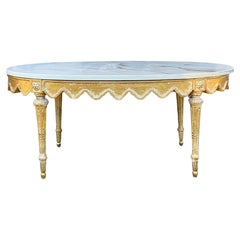 Italian Regency Style Carved Giltwood Coffee Table With Marble Top