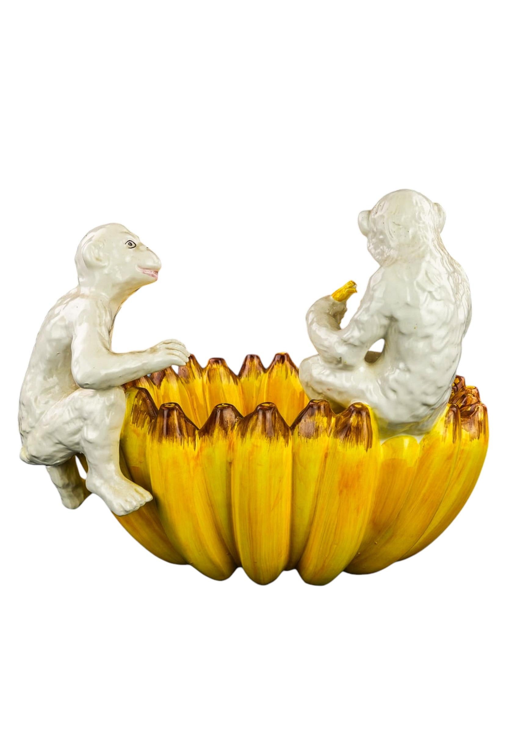Hollywood Regency Italian Regency Style Chelsea House Port Royal Monkey / Banana Bowl - Pottery