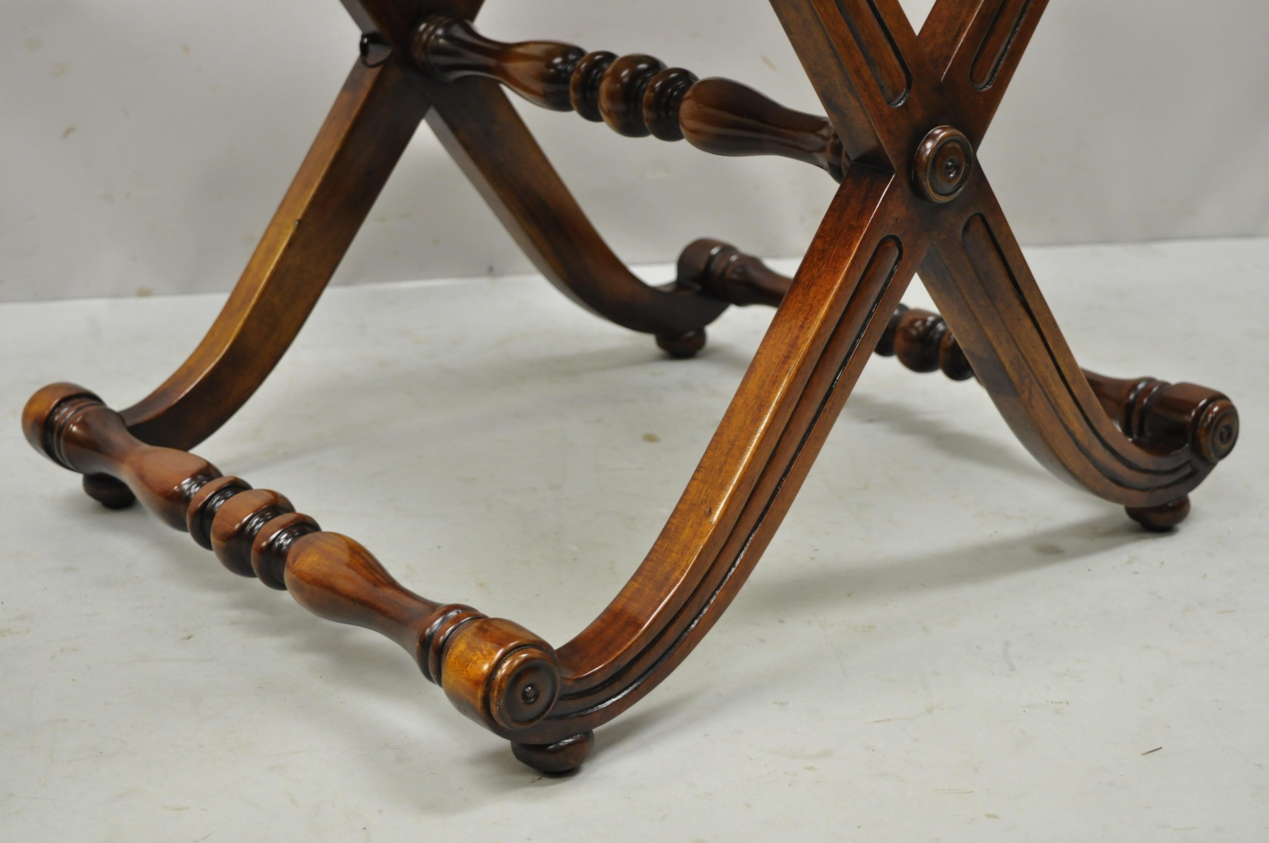 Italian Regency Style Mahogany Cane Curule X-Frame Stools with Cushions, a Pair 2