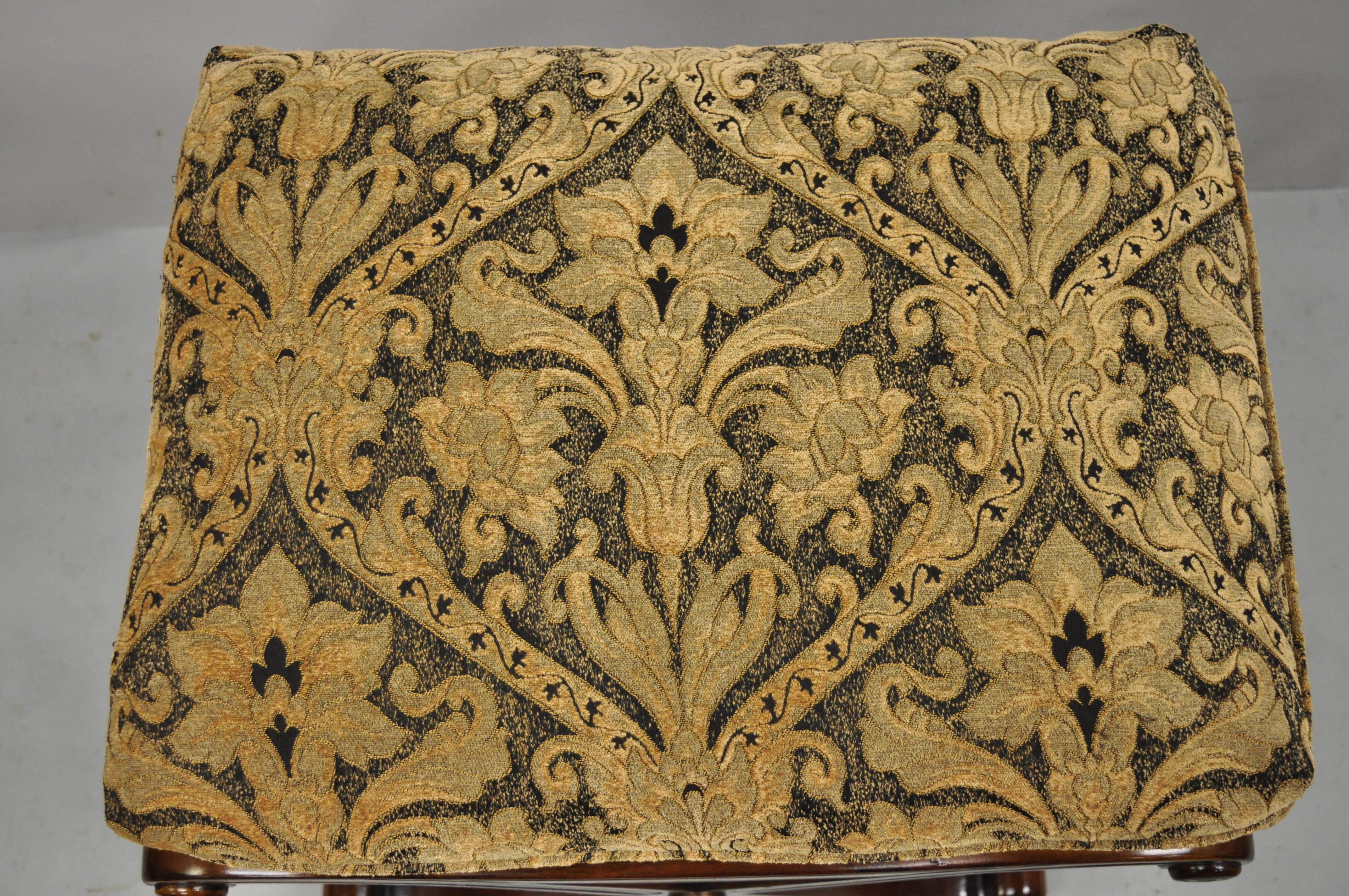 Italian Regency Style Mahogany Cane Curule X-Frame Stools with Cushions, a Pair 4