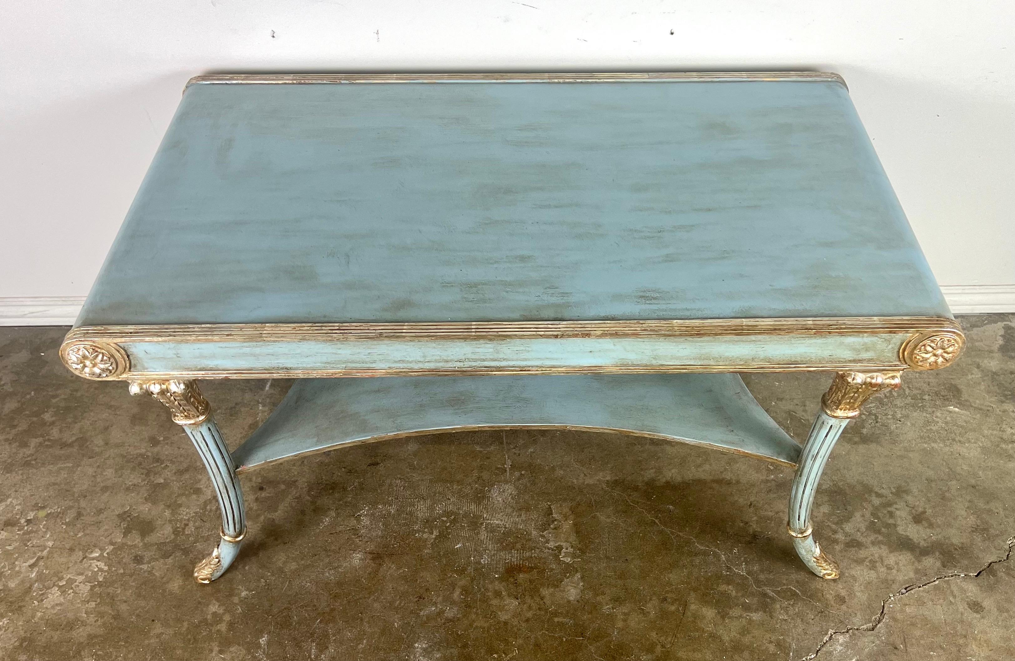 Hand-Painted Italian Regency Style Painted & Parcel Gilt Table by Nancy Corzine For Sale