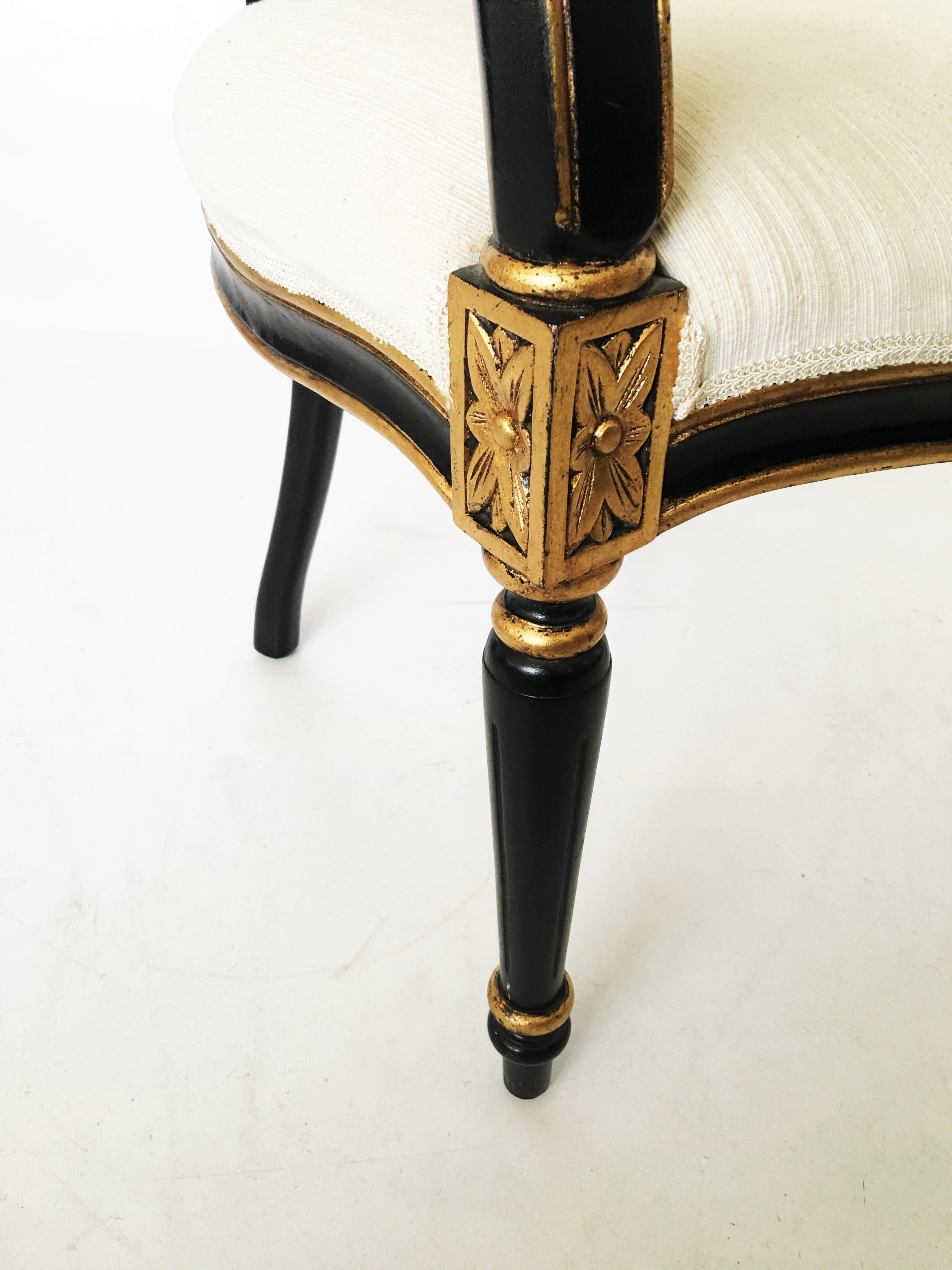 Italian Regency Style Pair of Ebonized Armchairs 3