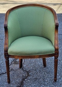 Italian Regency Style Walnut and Upholstered Barrel Back Chair