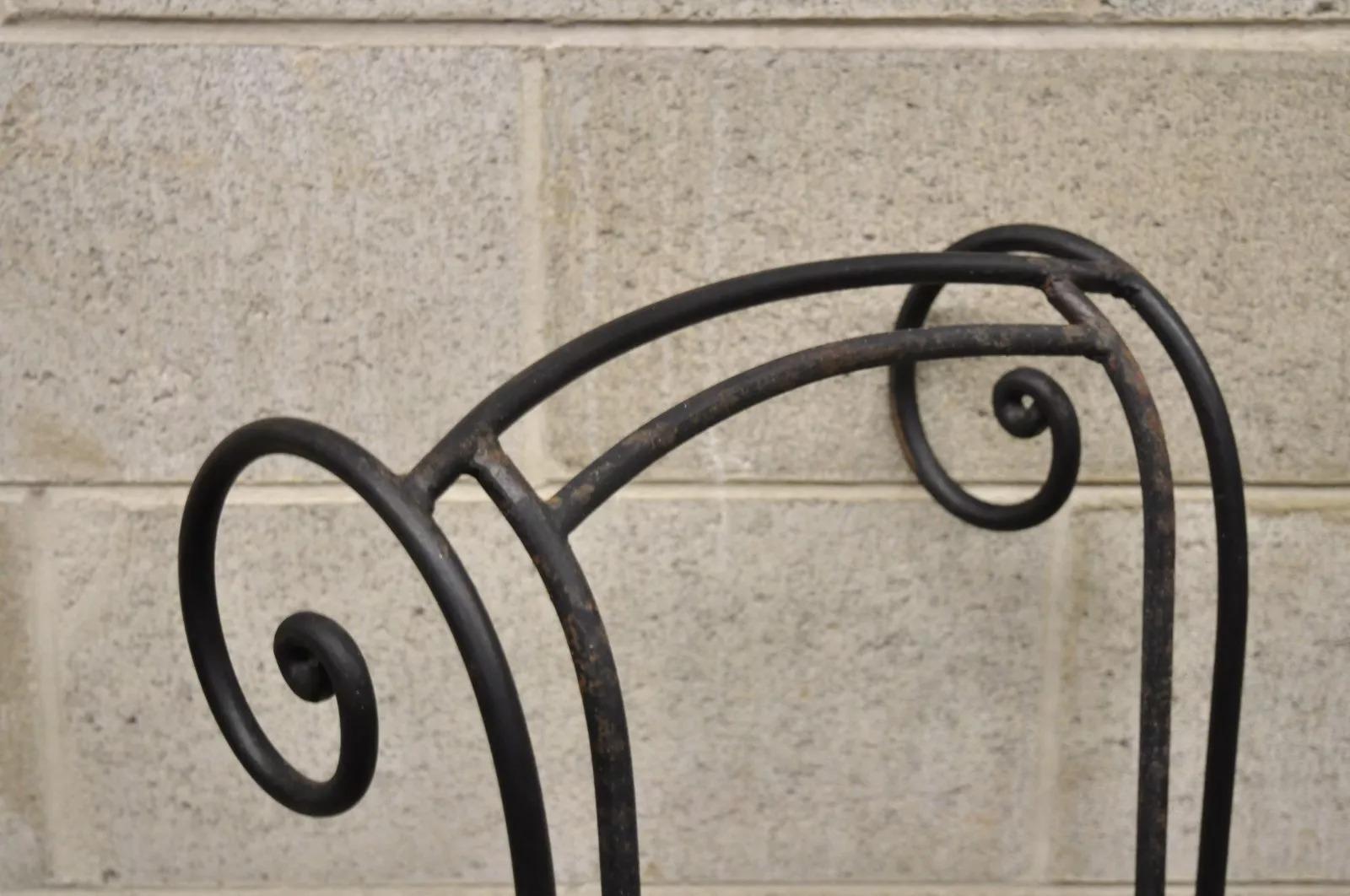 Italian Regency Style Wrought Iron Curule Frame Barstools Chairs - a Pair For Sale 1
