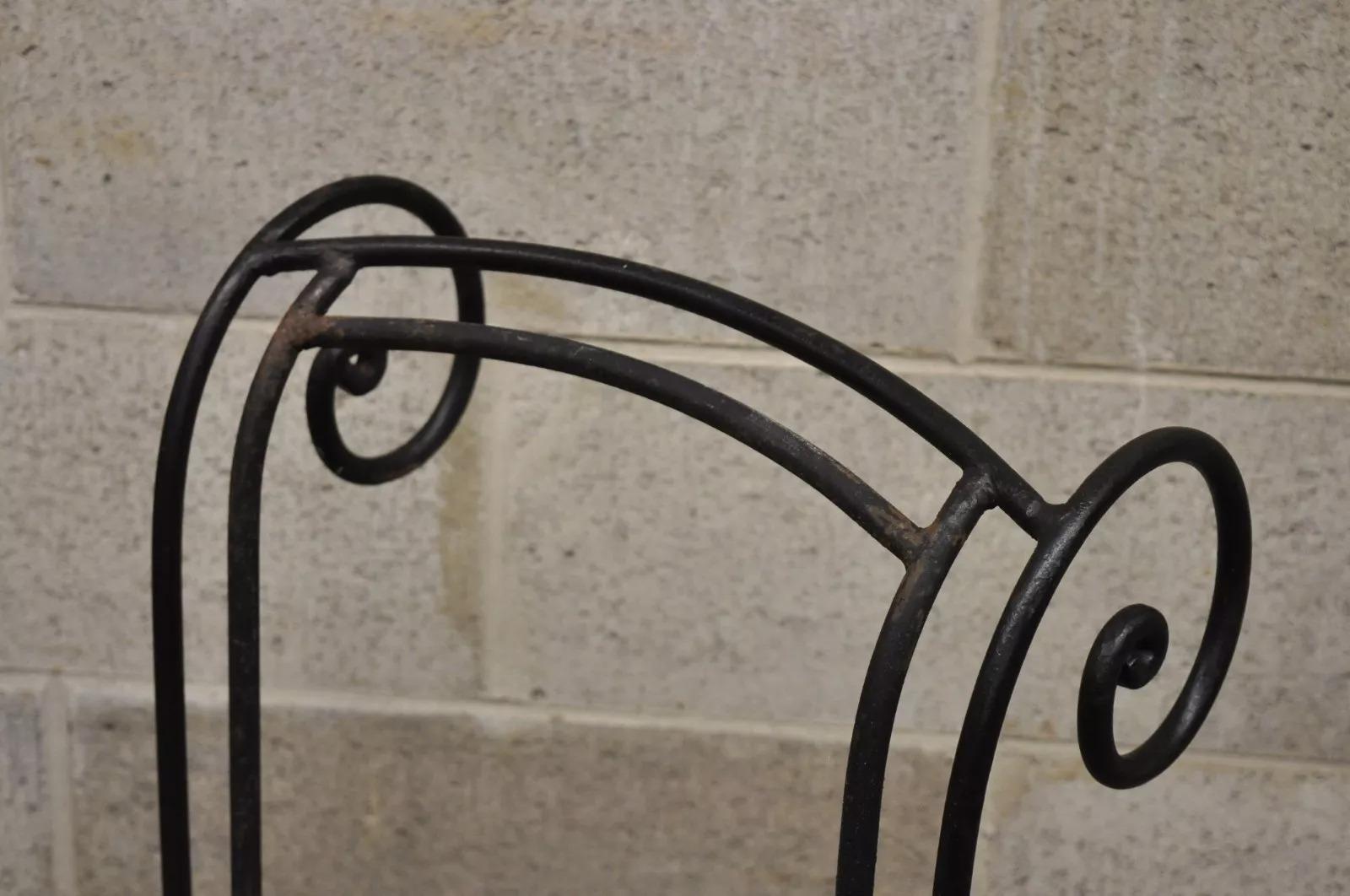 Italian Regency Style Wrought Iron Curule Frame Barstools Chairs - a Pair For Sale 2