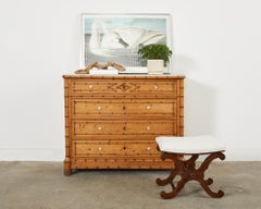 Italian Regency Style X Form Walnut Bench Stool with Bouclé