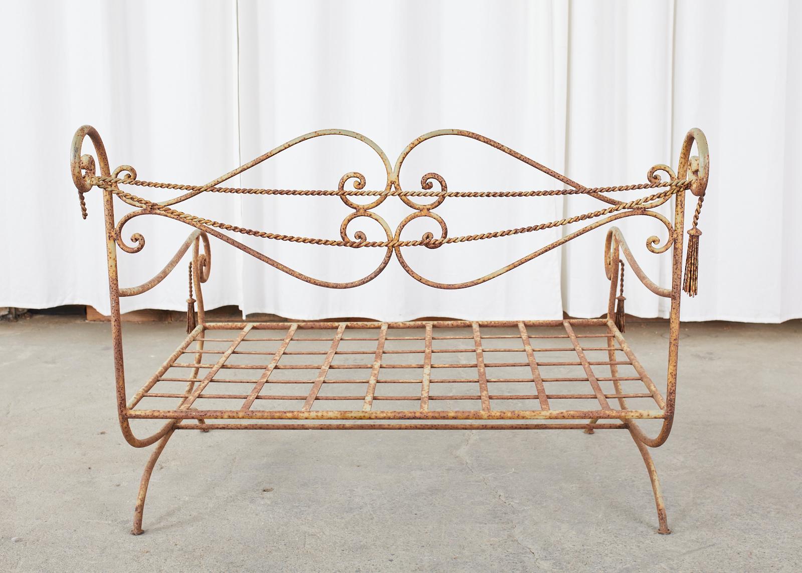 Italian Regency Wrought Iron Garden Bench Settee 13