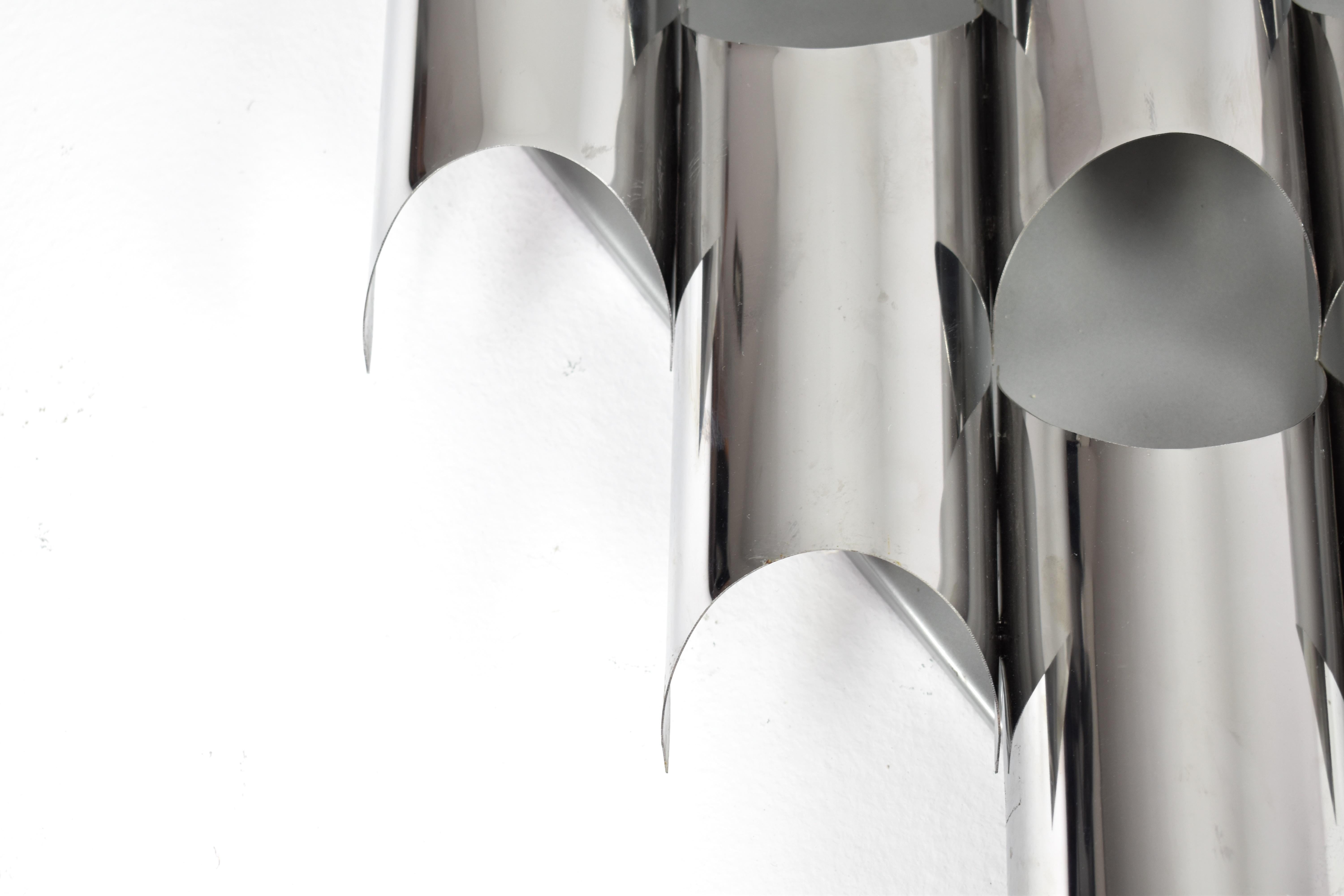 Metal Italian Reggiani 1970s Chrome Sculptural Wall Sconces For Sale