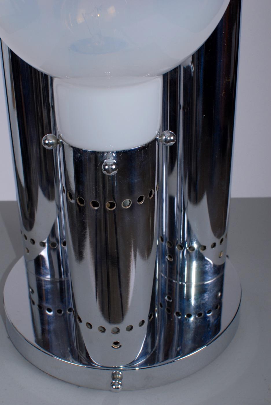 Italian Reggiani Space Age Aluminium Table Ceiling Lamp Glass Shades, 1970s For Sale 1