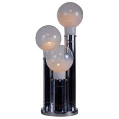Italian Reggiani Space Age Aluminium Table Ceiling Lamp Glass Shades, 1970s