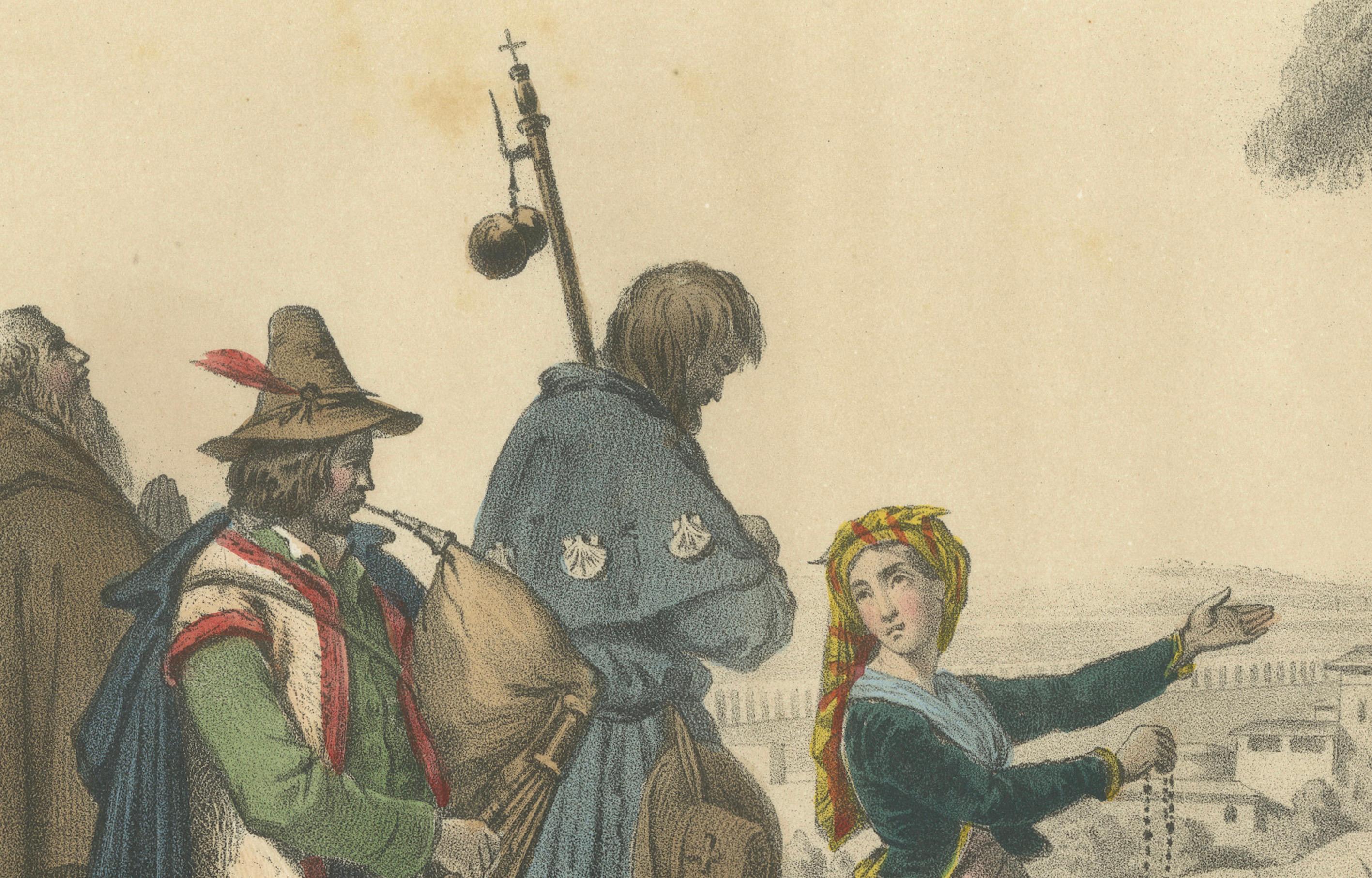 Italian Regional Costumes – Peasants of Rome and Abruzzo, Femme d’Ischia, c.1845