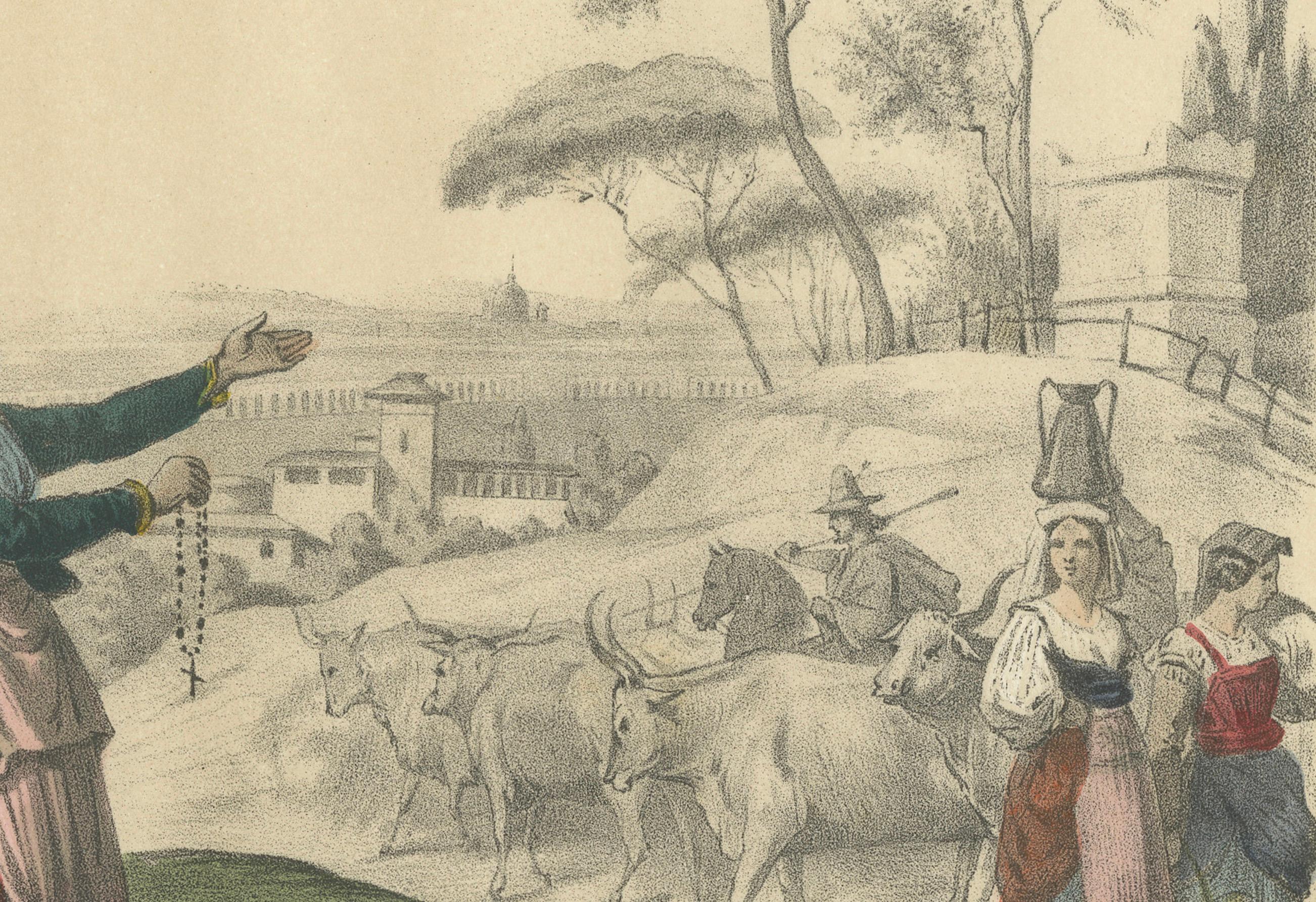Italian Regional Costumes – Peasants of Rome and Abruzzo, Femme d’Ischia, c.1845